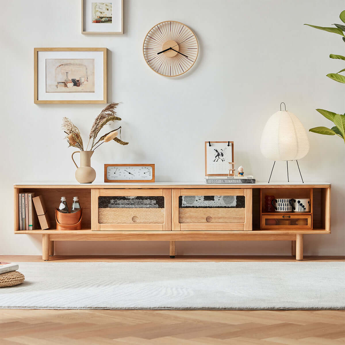 Solid Wood Organic Entertainment Unit TV Console-0