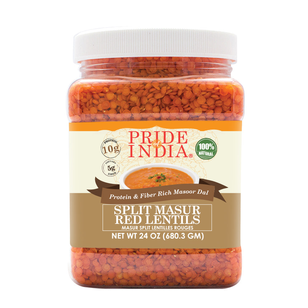 Indian Split Masur Red Lentils - Protein & Fiber Rich Masoor Dal Jar-0