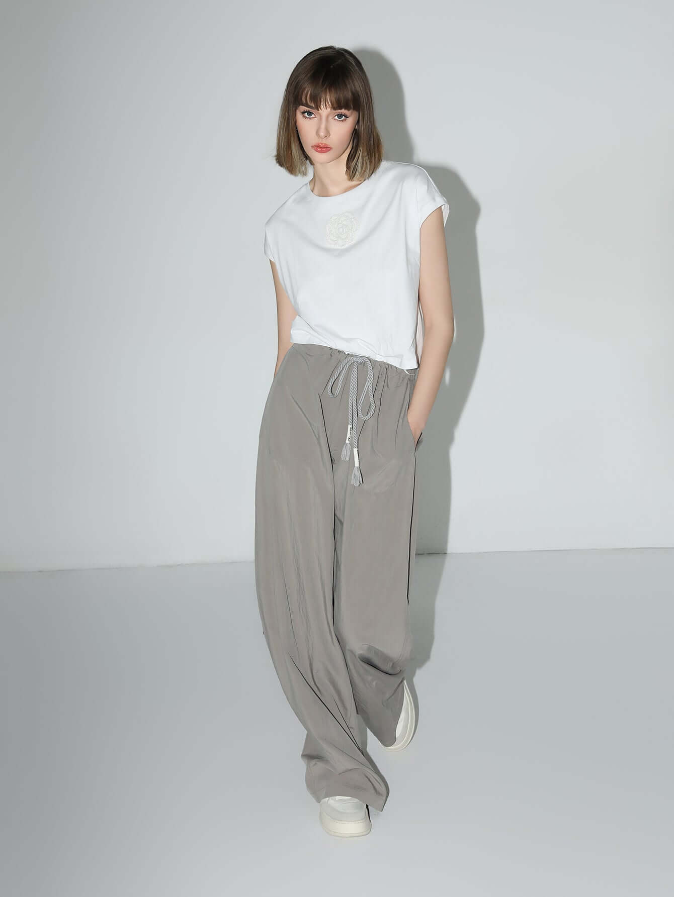 Straight Leg Drawstring  Casual Lounge Pants-0