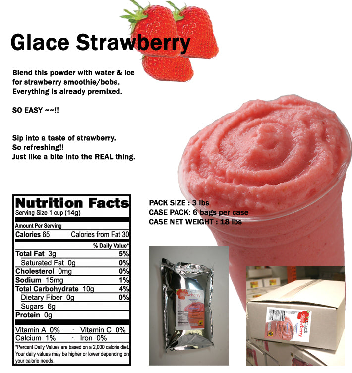Strawberry 4 in 1 Mix for Bubble Tea, Smoothies, Lattes and Frappes, 3 lbs. Bag (Case 6 x 3 lbs. Bags) - Made in the USA-1
