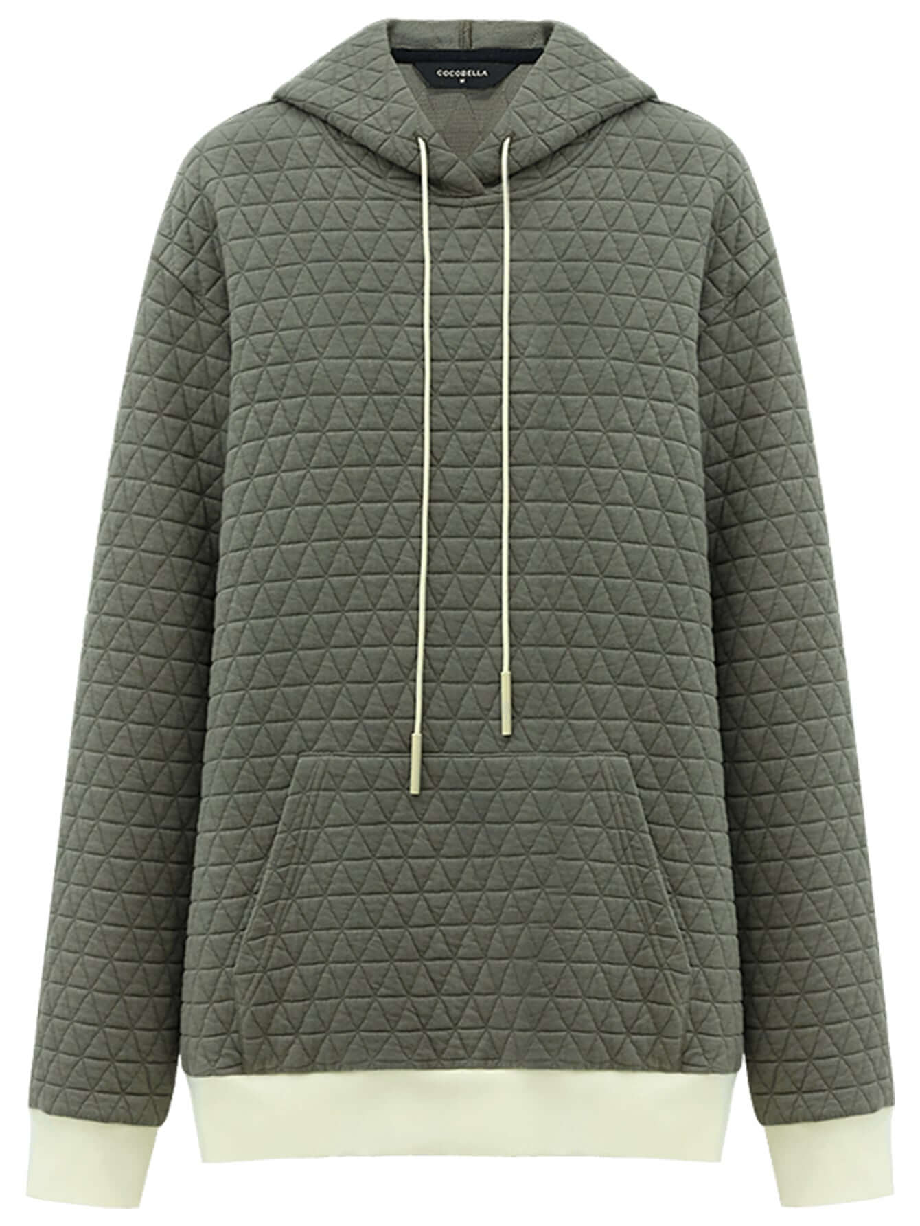 Stylish Geometric Grey Quilted Hoodie-3