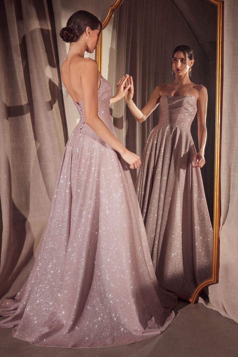 Strapless A-line dress with round neckline and bodice-1