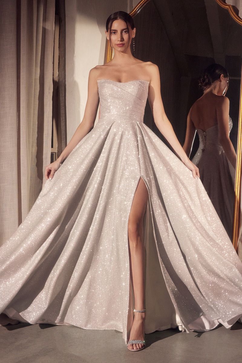 Strapless A-line dress with round neckline and bodice-5