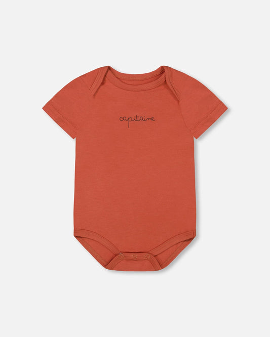 Organic Cotton Onesie Terracotta-0