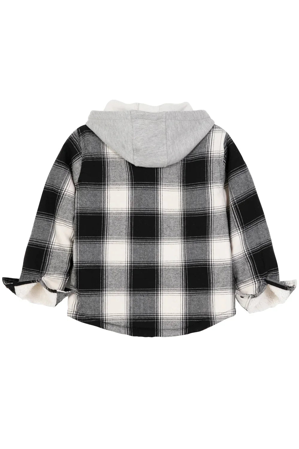 Kids Matching Family Black White Plaid Flannel Shirt-4