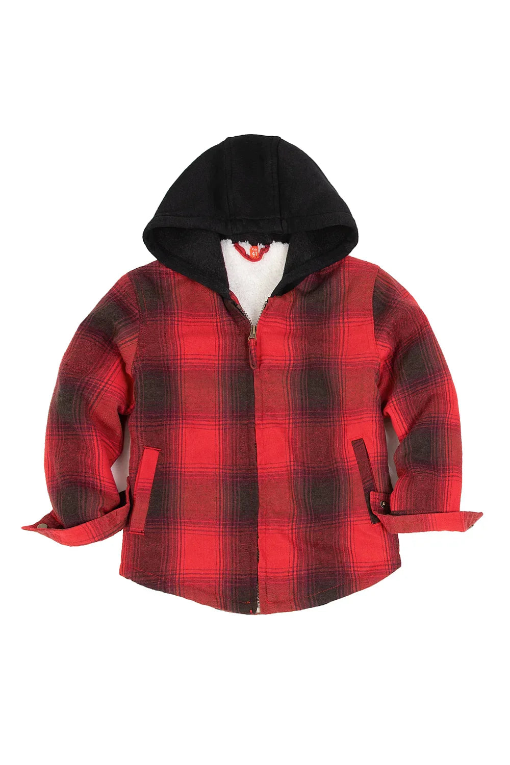 Kids Matching Family Zip Up Red Plaid Flannel Hoodie-4