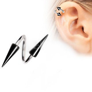 316L Surgical Steel Twist with Black PVD Plated Spikes-0