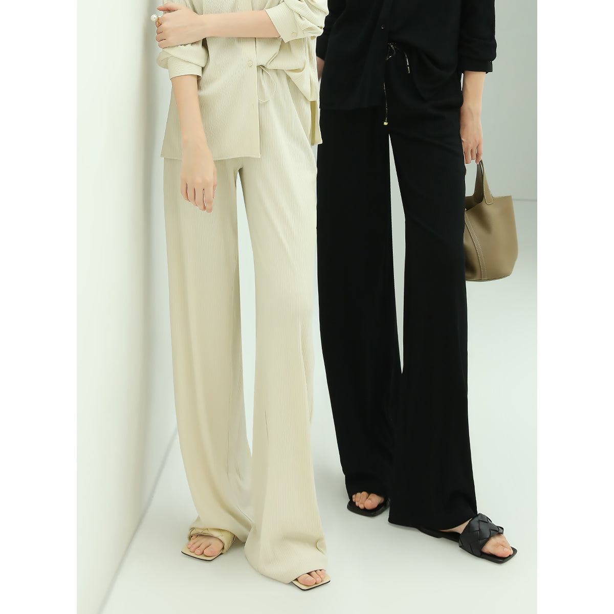 Urban High Rise Wide Leg Knitted Pants-1