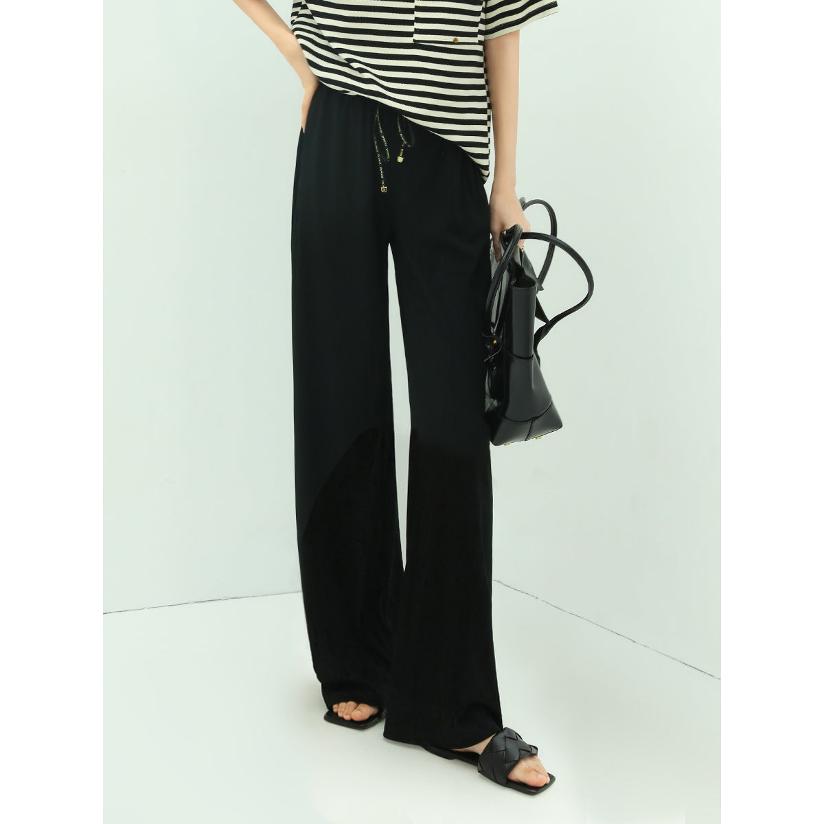 Urban High Rise Wide Leg Knitted Pants-0
