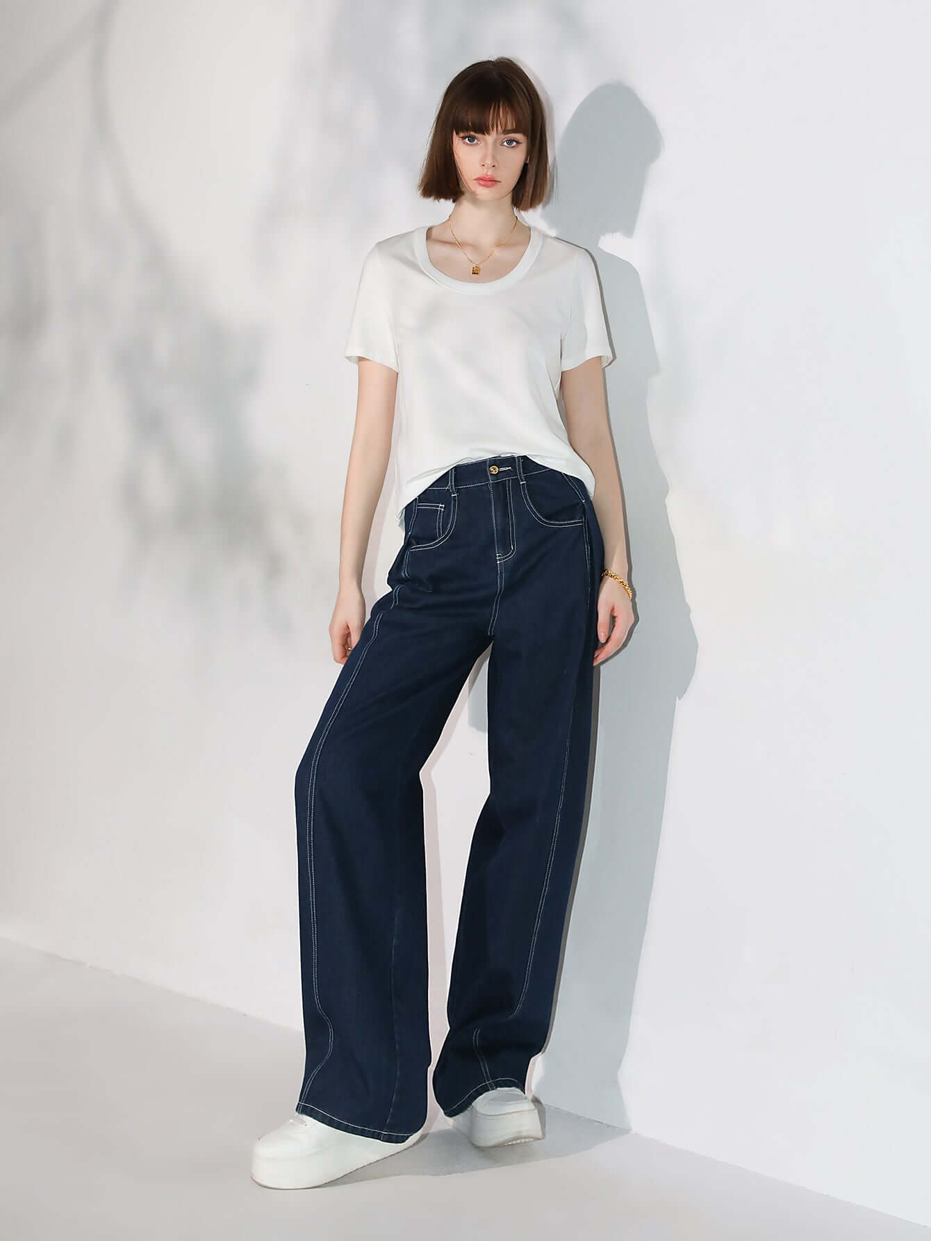 Vintage Dark Blue Straight Cut Jeans-1