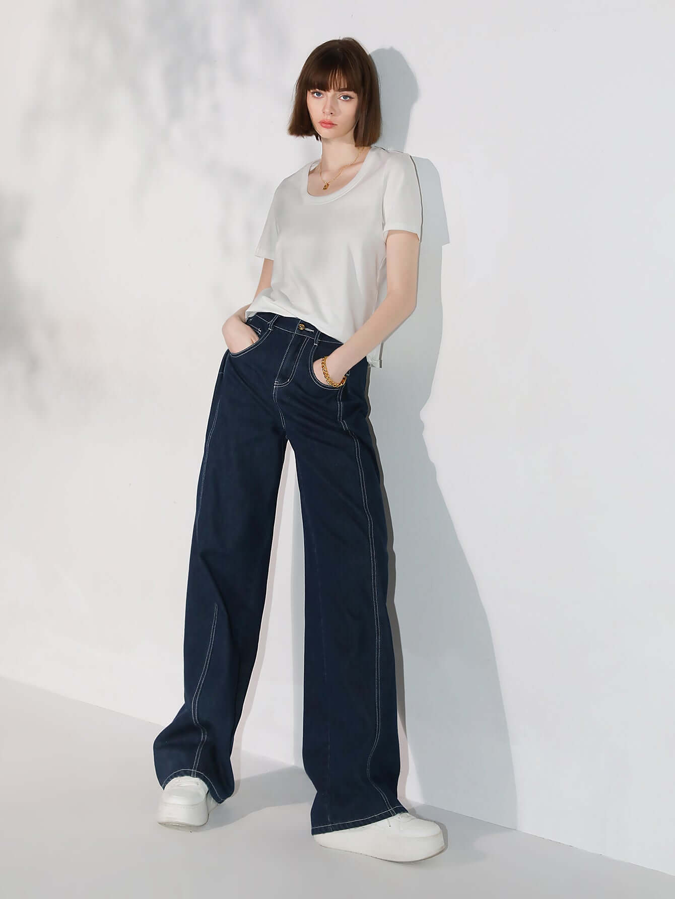 Vintage Dark Blue Straight Cut Jeans-2