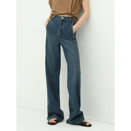 Vintage High waist Straight leg Blue Jeans-0