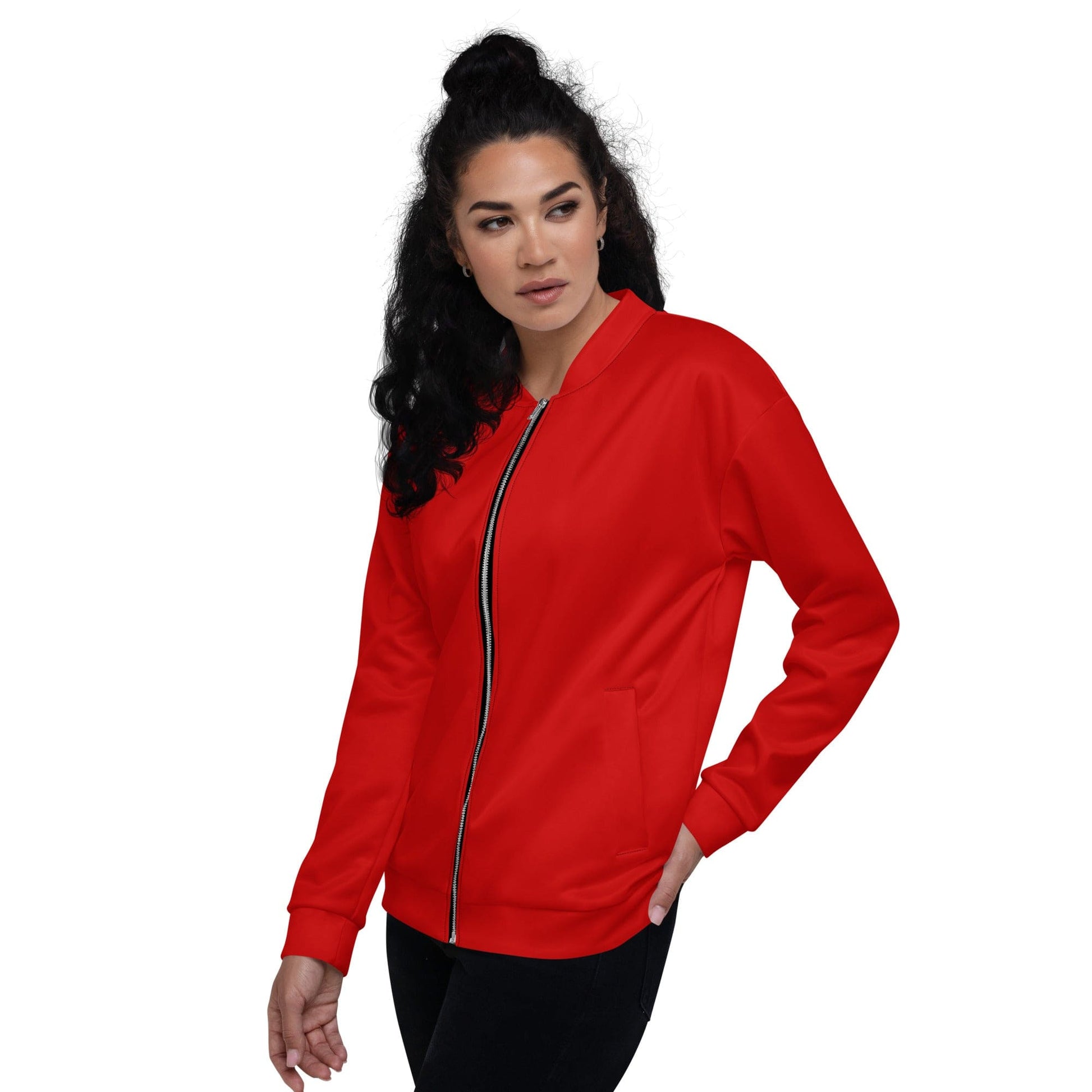 Womens Bomber Jacket - Red-3