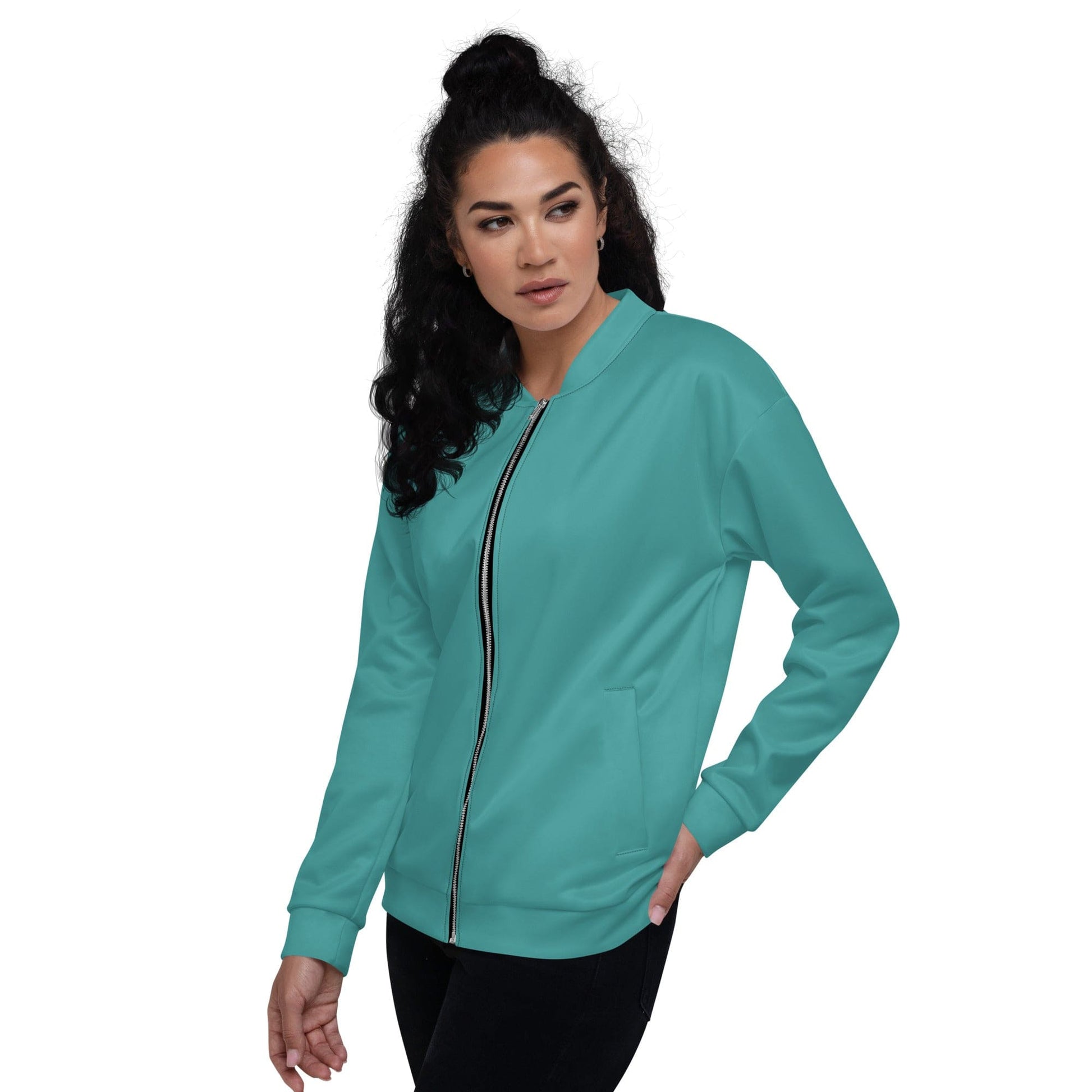 Womens Bomber Jacket - Teal Green-3