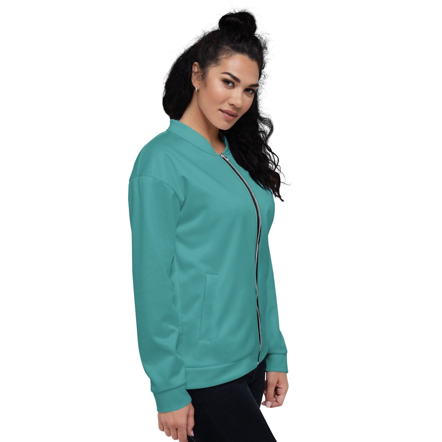 Womens Bomber Jacket - Teal Green-2