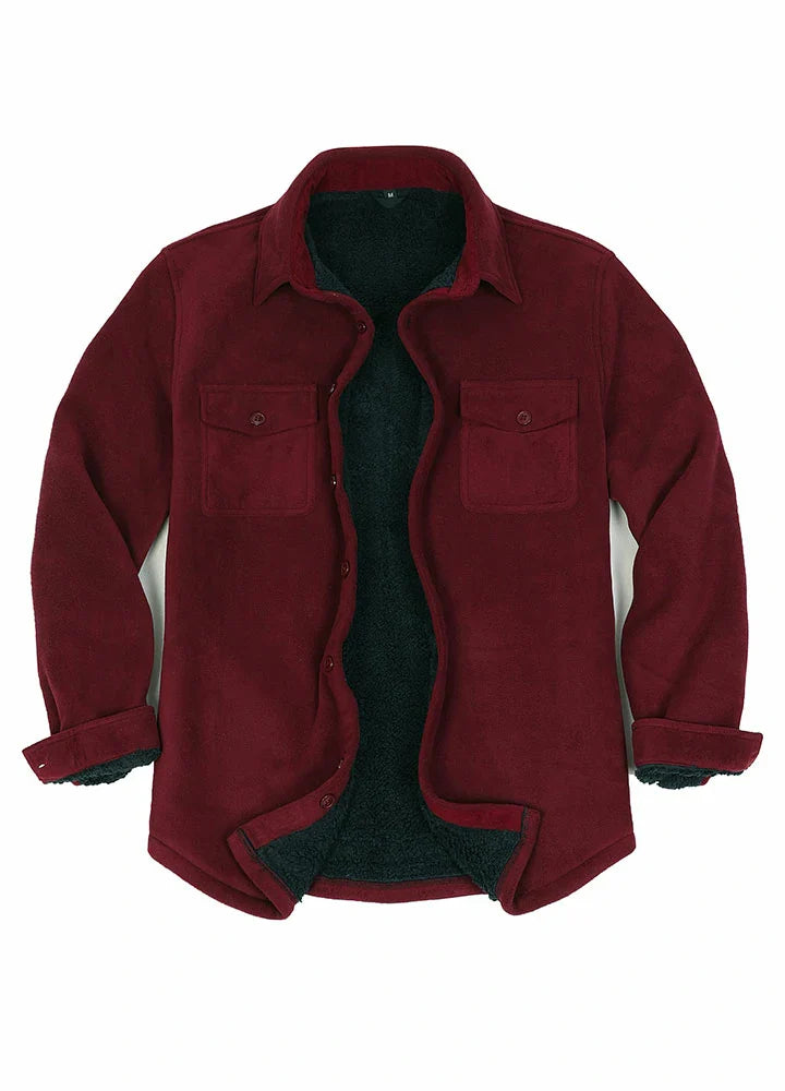 Men's Warm Sherpa Lined Fleece Shirt Jacket-10