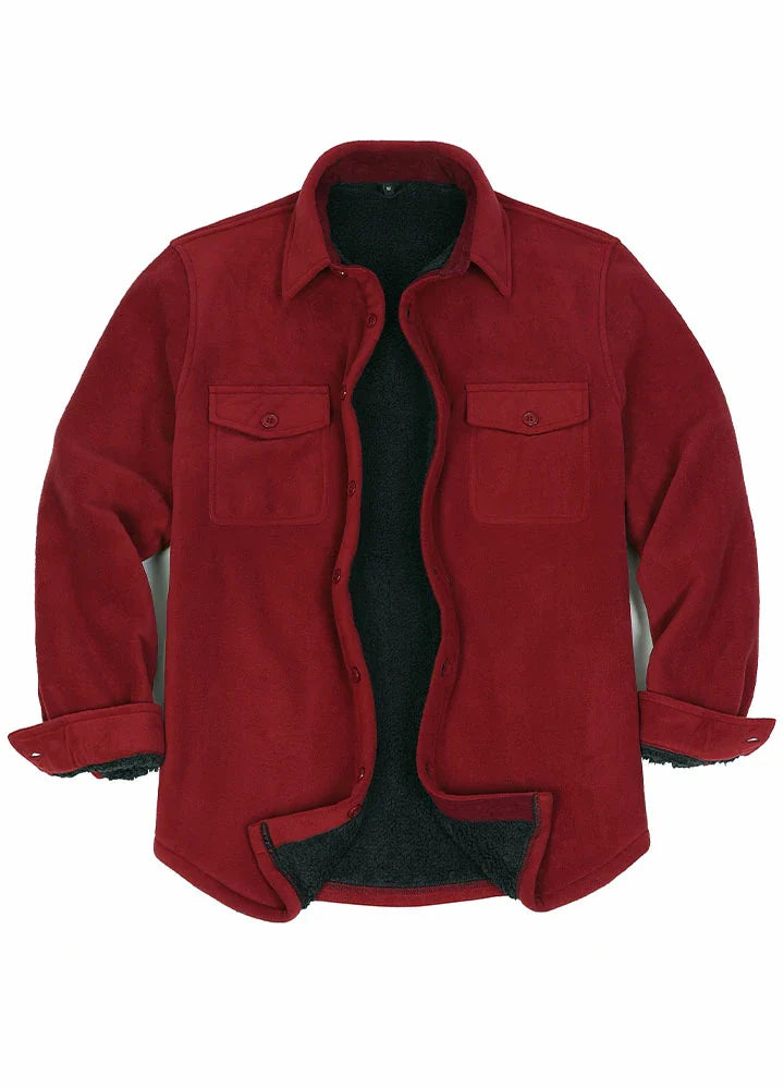 Men's Warm Sherpa Lined Fleece Shirt Jacket-8