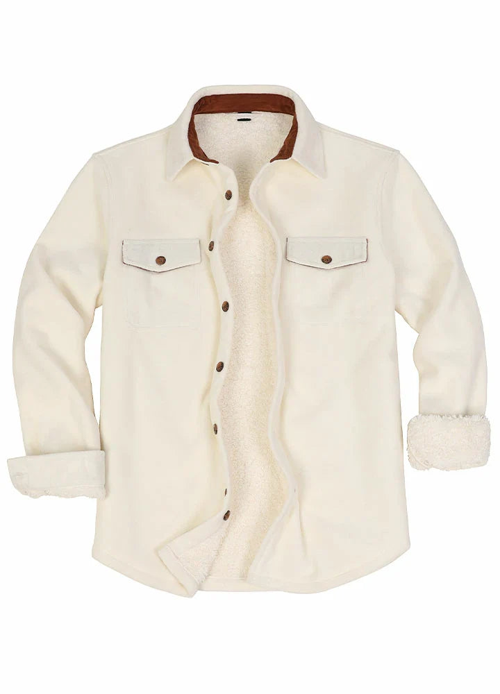 Men's Warm Sherpa Lined Fleece Shirt Jacket-12