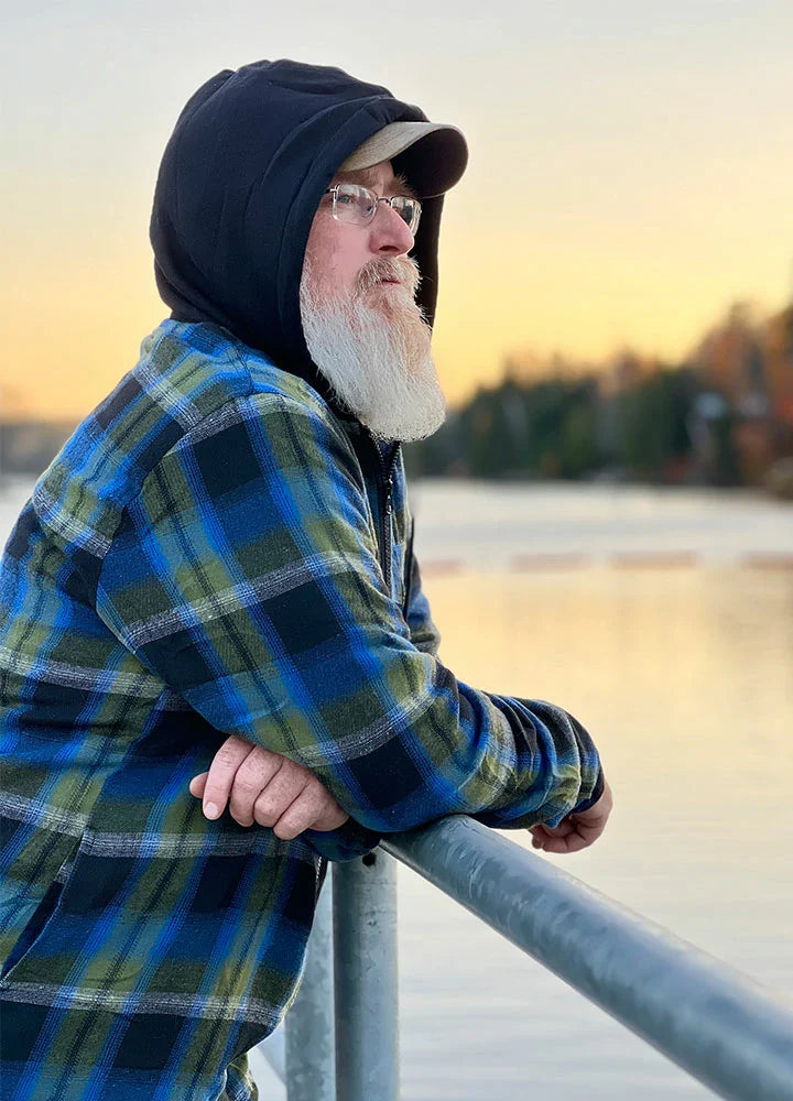 Men's Sherpa Lined Full Zip Up Flannel Plaid Hooded Jacket-1