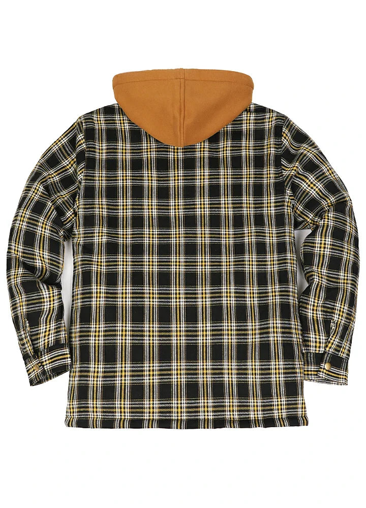 Men's Thicken Plaid Hooded Flannel Jacket with Quilted Lined-1