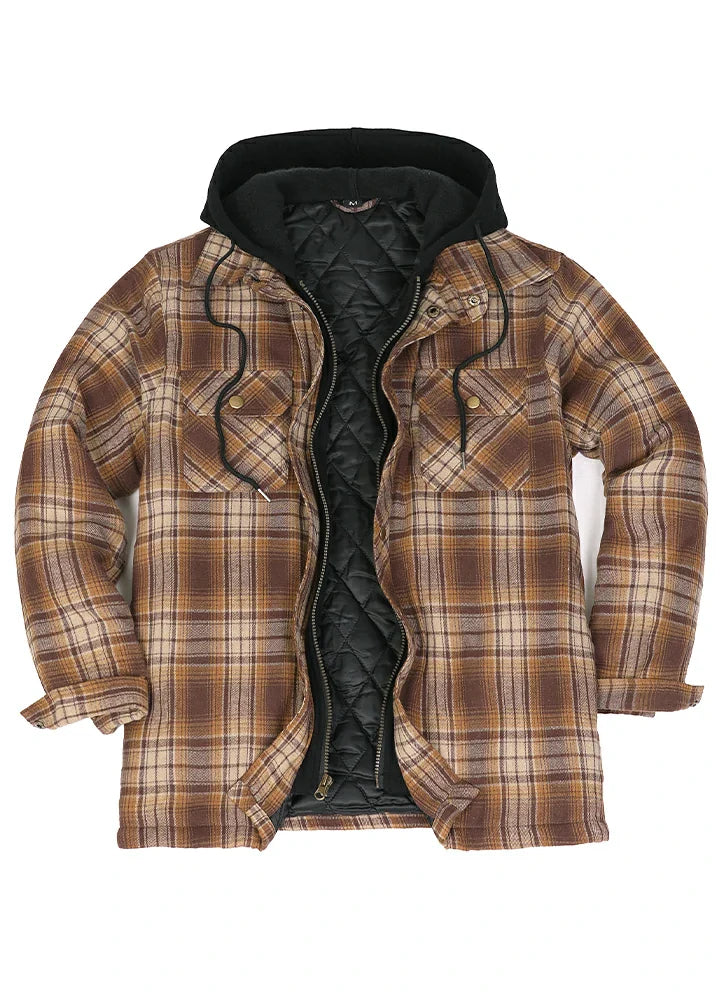 Men's Thicken Plaid Hooded Flannel Jacket with Quilted Lined-5