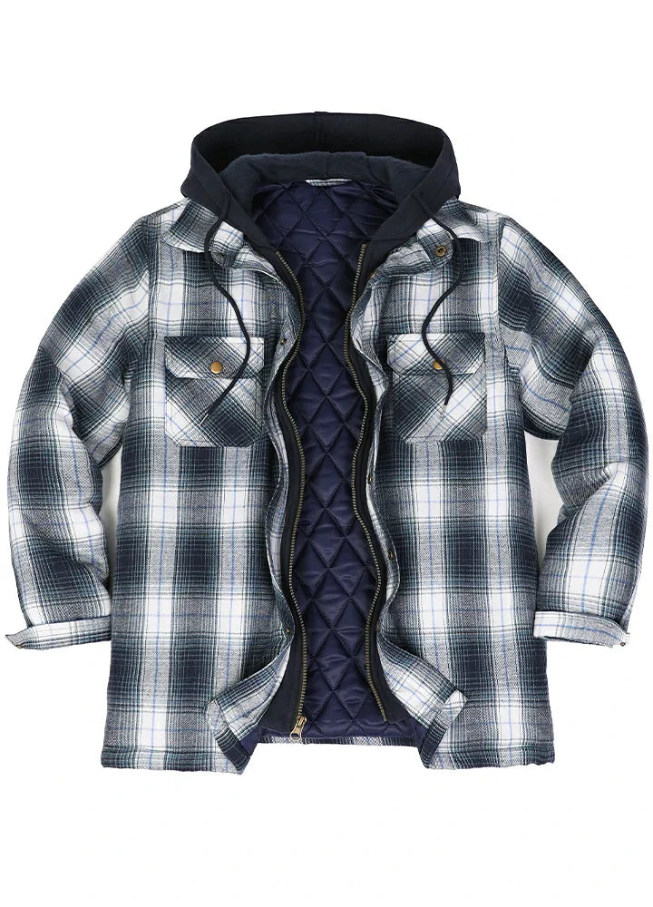 Men's Thicken Plaid Hooded Flannel Jacket with Quilted Lined-9