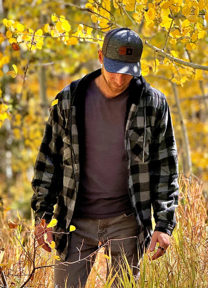 Men's Sherpa Lined Flannel Shirt Jacket with Hood,Plaid Shirt-Jac-5