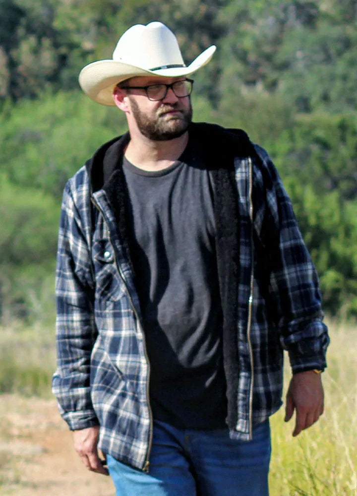 Men's Sherpa Lined Flannel Shirt Jacket with Hood,Plaid Shirt-Jac-0