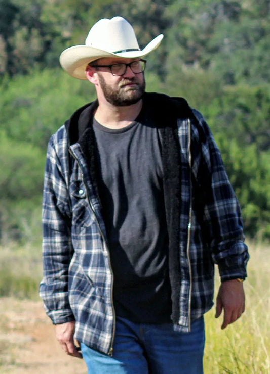 Men's Sherpa Lined Flannel Shirt Jacket with Hood,Plaid Shirt-Jac-0