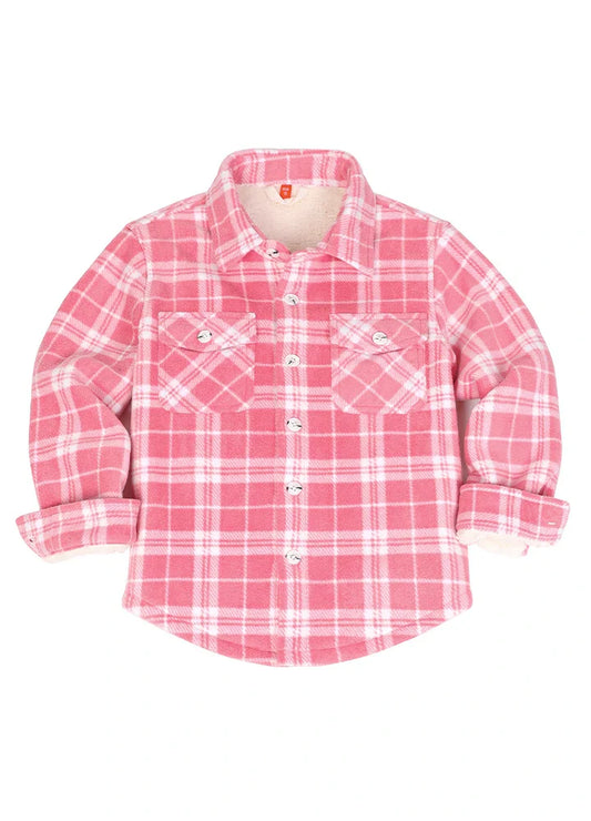 Boys Sherpa Lined Buffalo Plaid Fleece Button Down Shirt Jacket-Kids-20