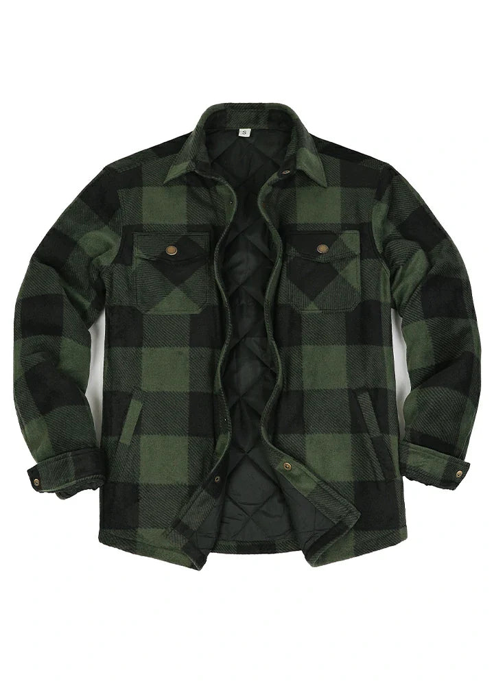 Men's Quilted Lined Snap Button Shirt Jacket-11