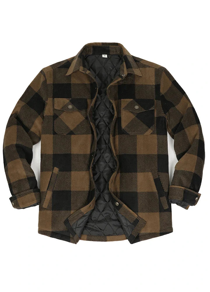 Men's Quilted Lined Snap Button Shirt Jacket-6