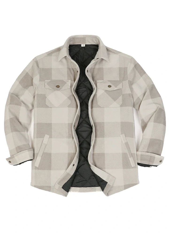 Men's Quilted Lined Snap Button Shirt Jacket-0