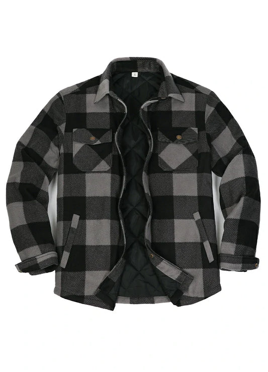 Men's Quilted Lined Snap Button Shirt Jacket-10