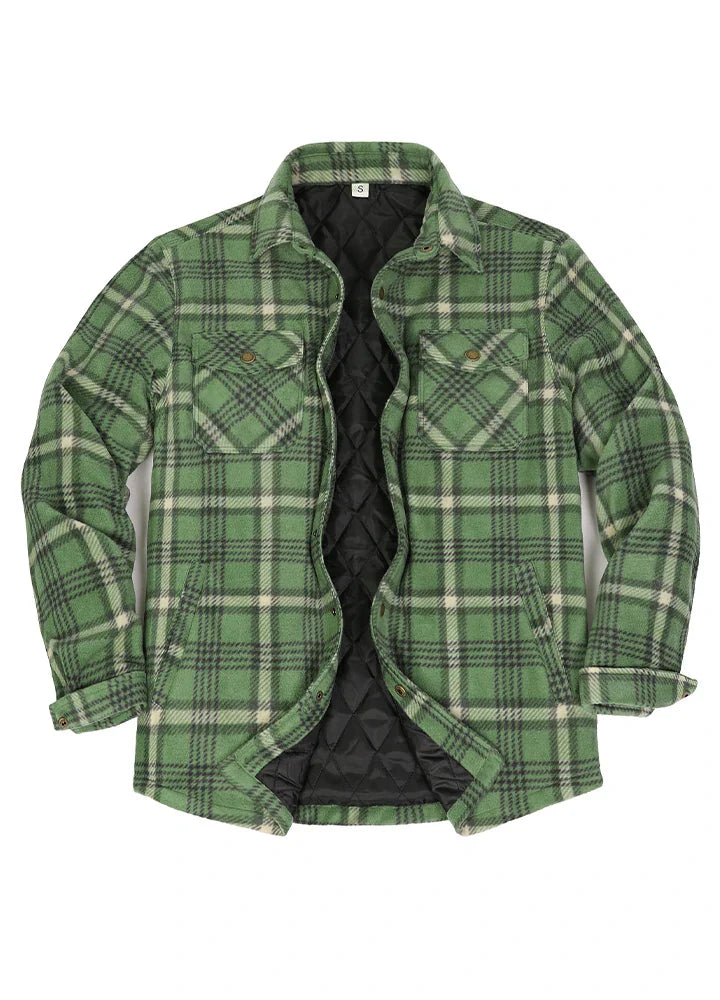 Men's Quilted Lined Snap Button Shirt Jacket-7