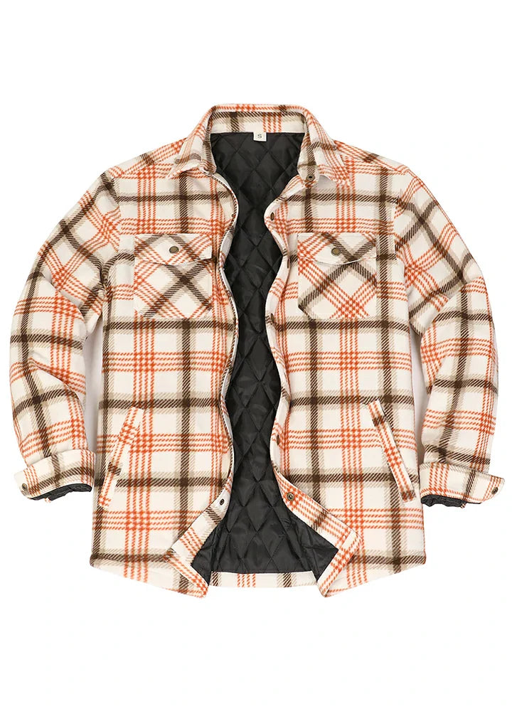 Men's Quilted Lined Snap Button Shirt Jacket-8