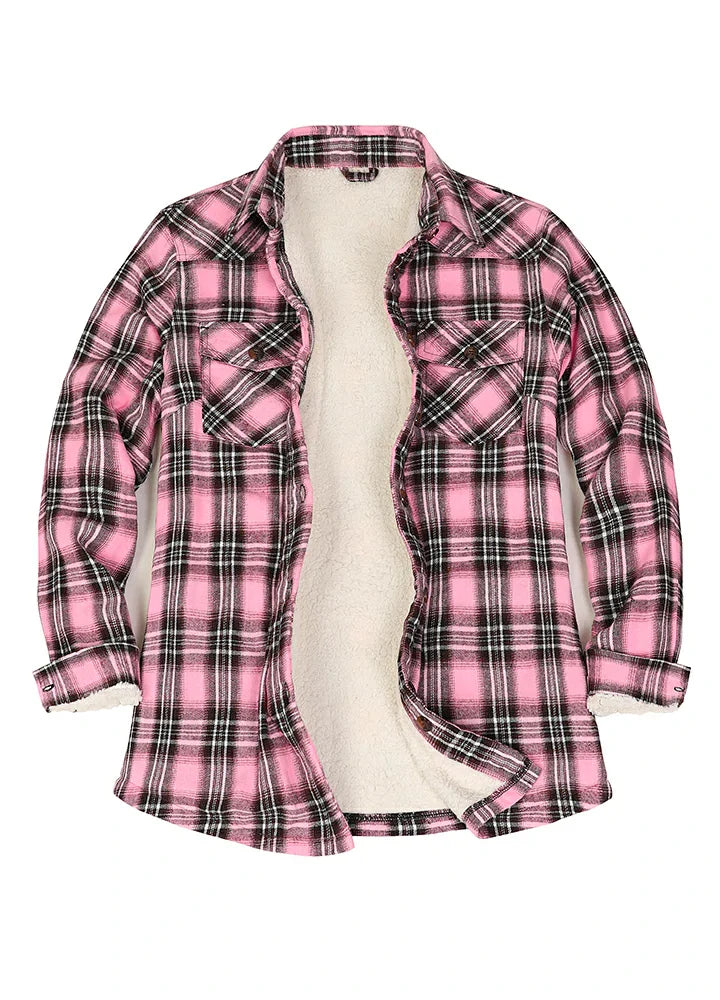 Women's Sherpa Lined Flannel Shirt Jacket, Button Down-15