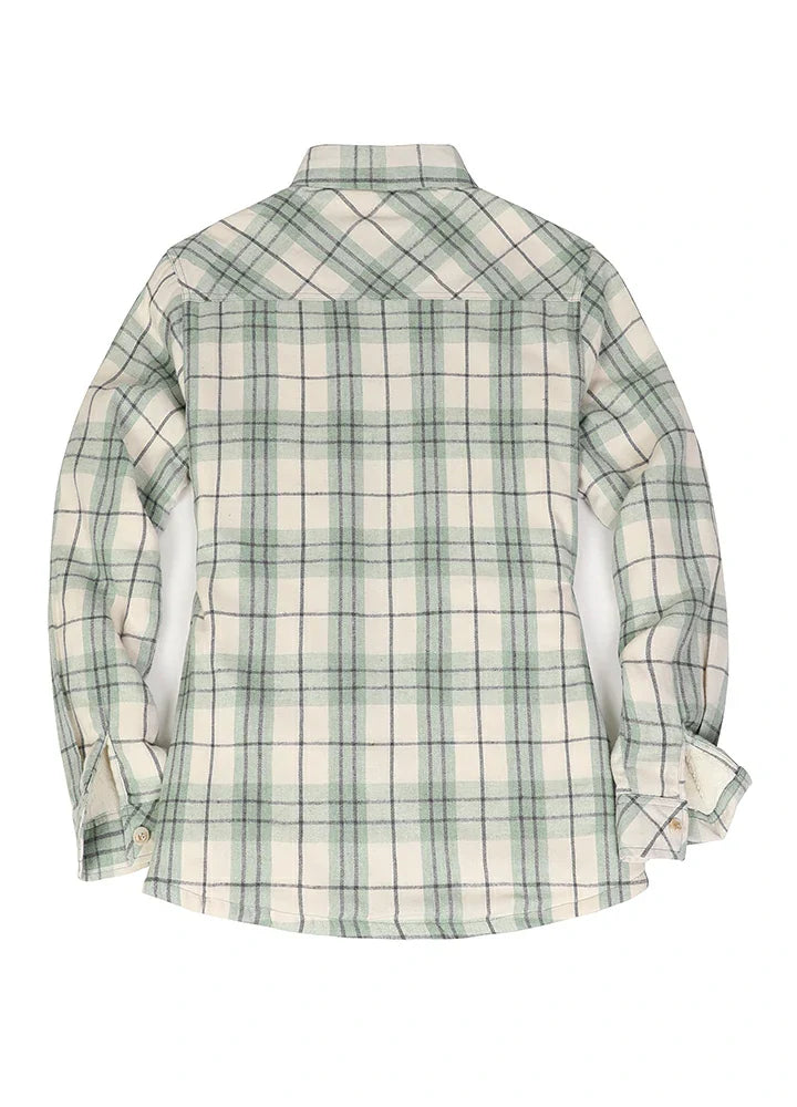 Women's Cozy Flannel Shirt Jacket,Sherpa-Lined Jacket-1
