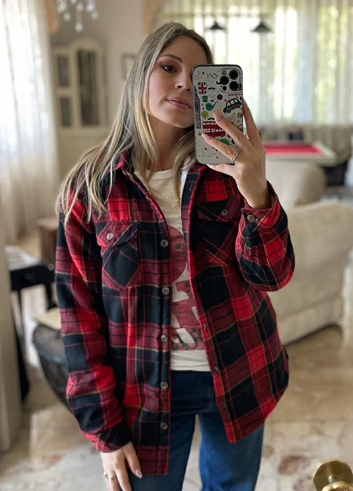 Women's Sherpa Lined Flannel Shirt Jacket, Button Down-11