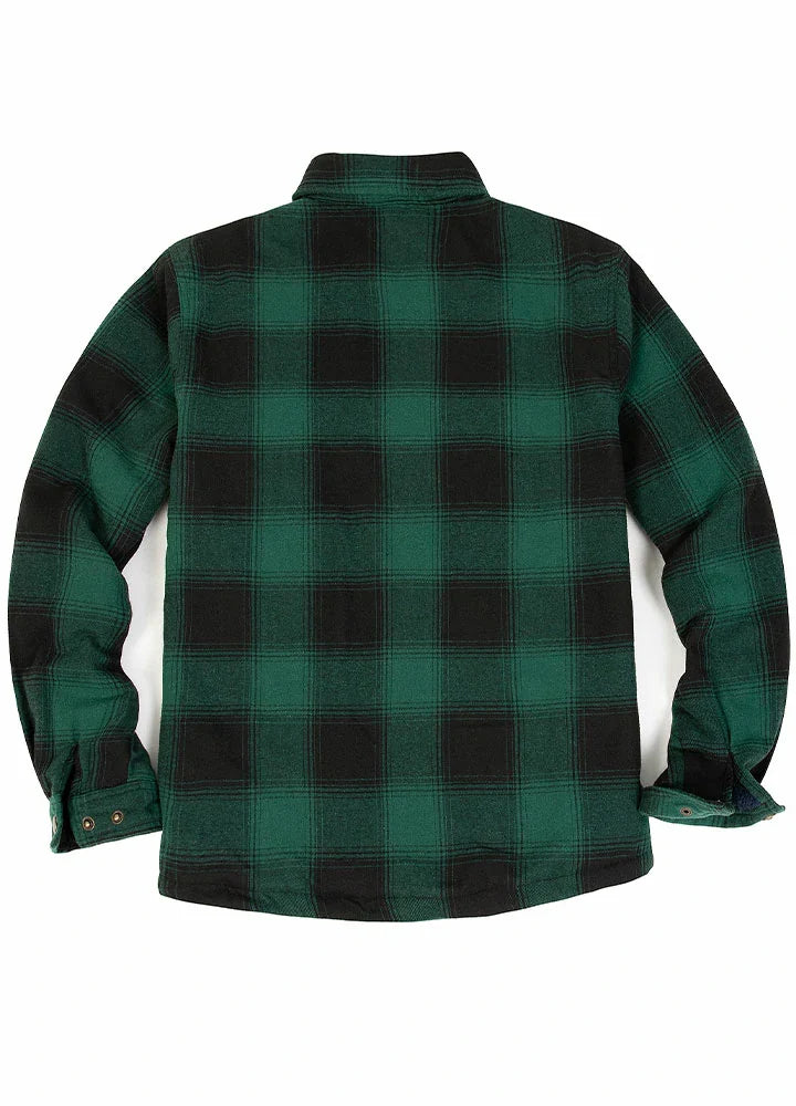 Men's Snap Front Flannel Shirt Jacket, Sherpa-Lined Plaid Shacket-4