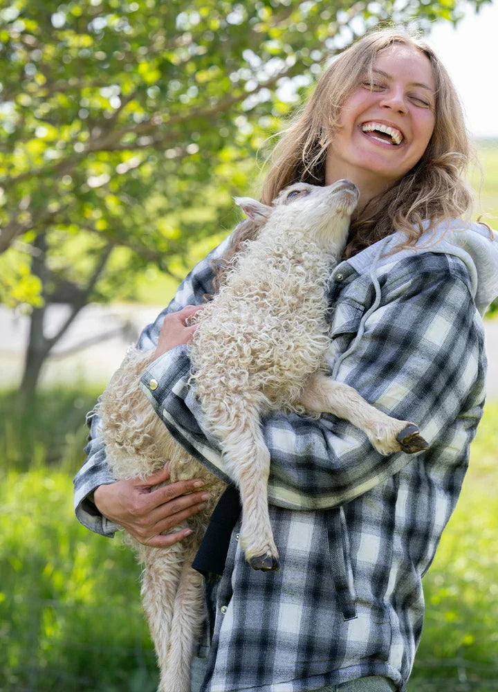 Women's Sherpa-Lined Snap Button Flannel Jacket with Fleece Hood-2