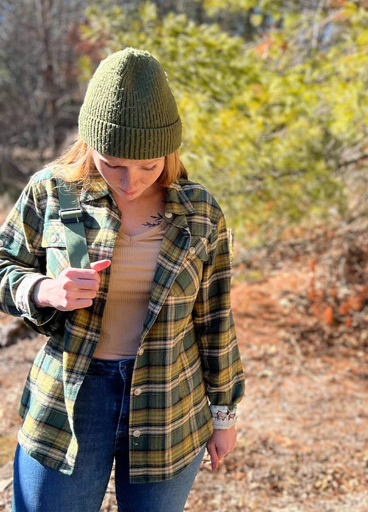 Women's Wildlife Adventure Flannel Plaid Shirt-1