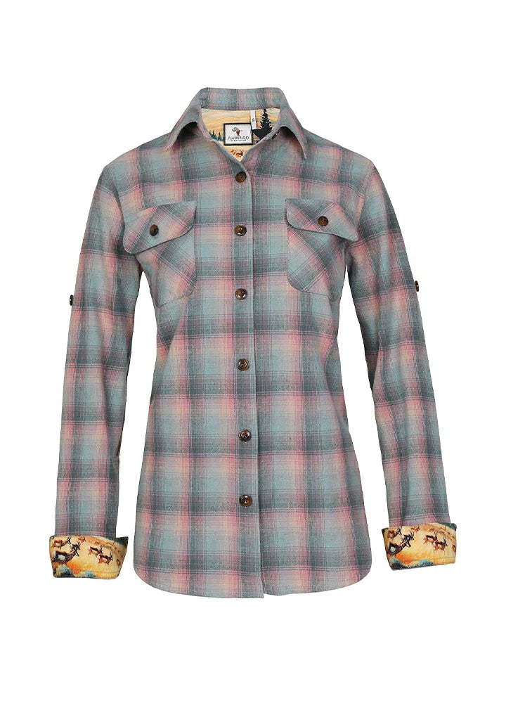 Women's Wildlife Adventure Flannel Plaid Shirt-8