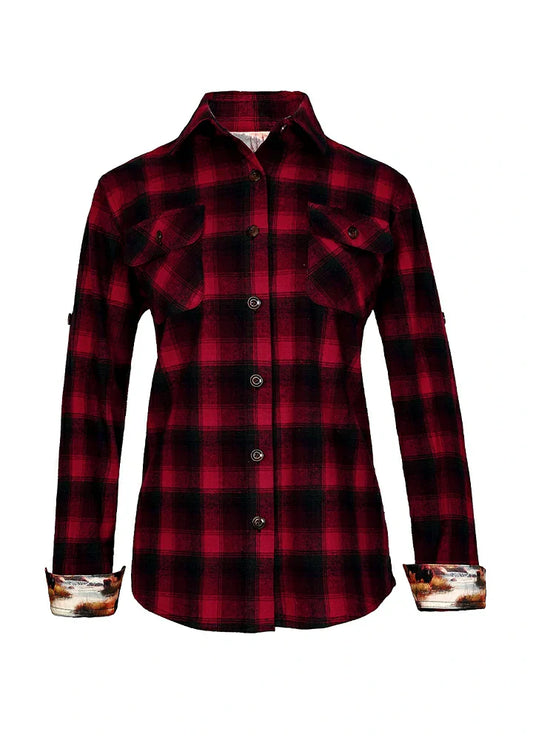 Women's Wildlife Adventure Flannel Plaid Shirt-10
