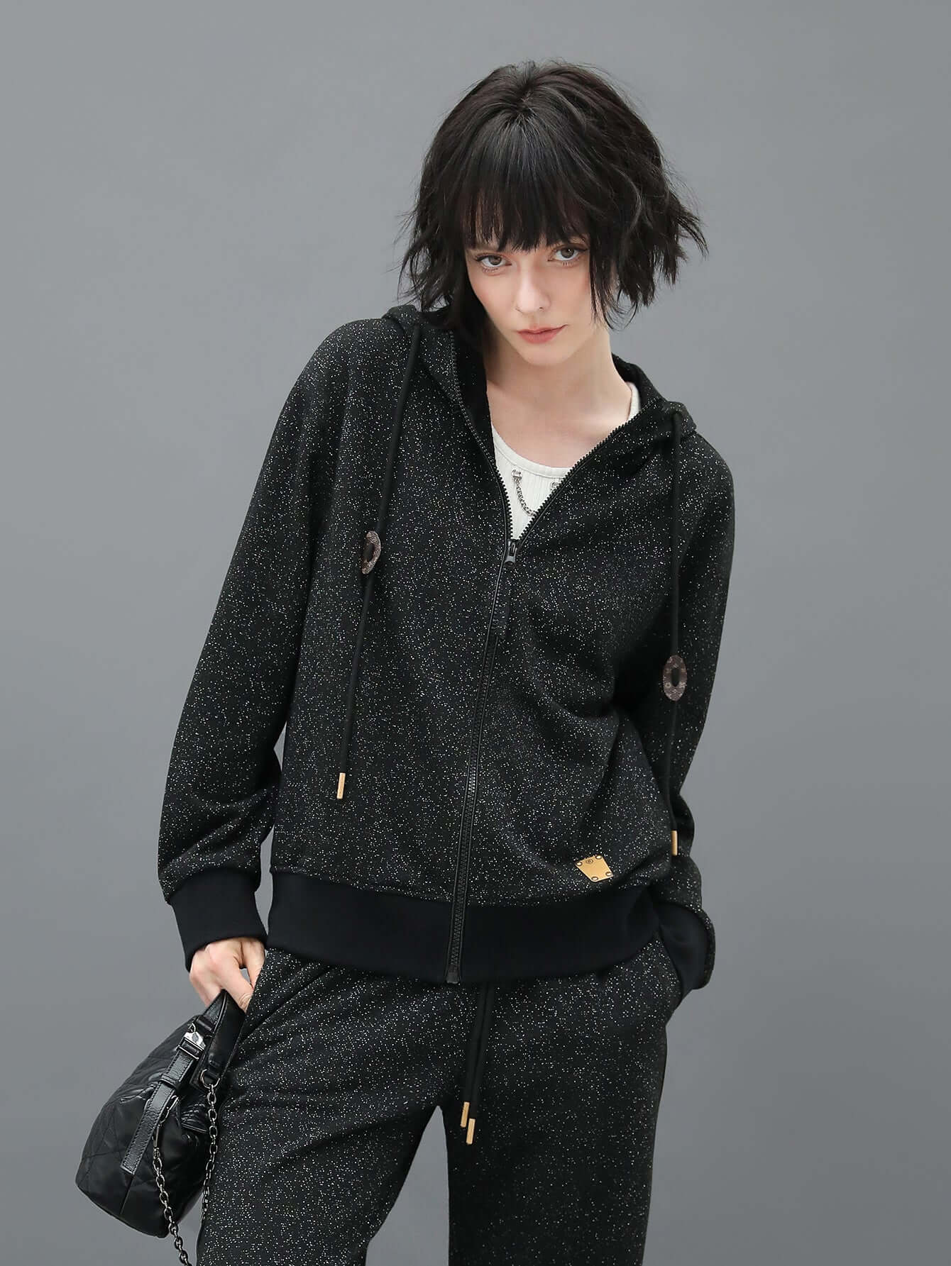 Zip-Through Black Hooded Jacket-0
