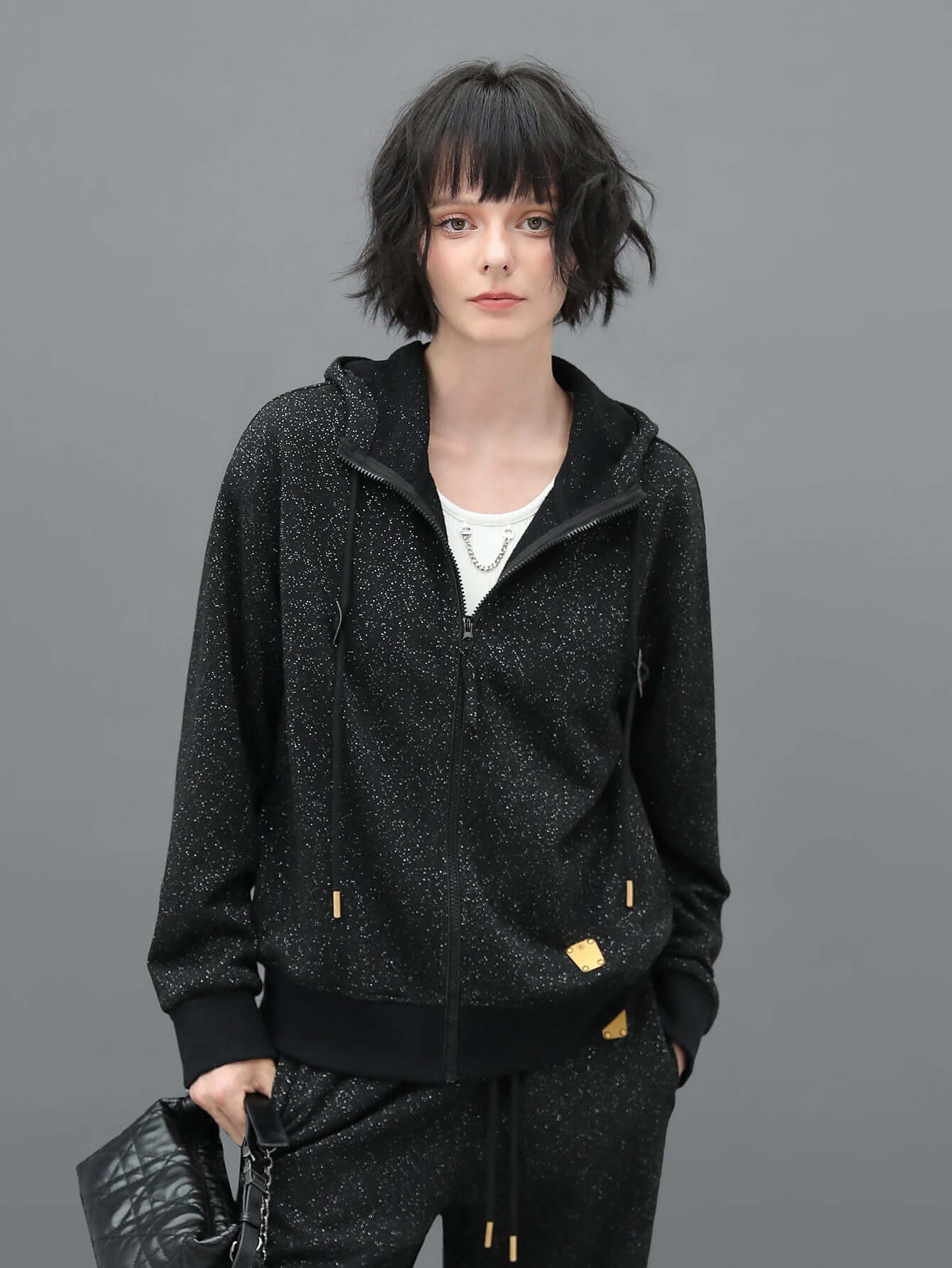 Zip-Through Black Hooded Jacket-1
