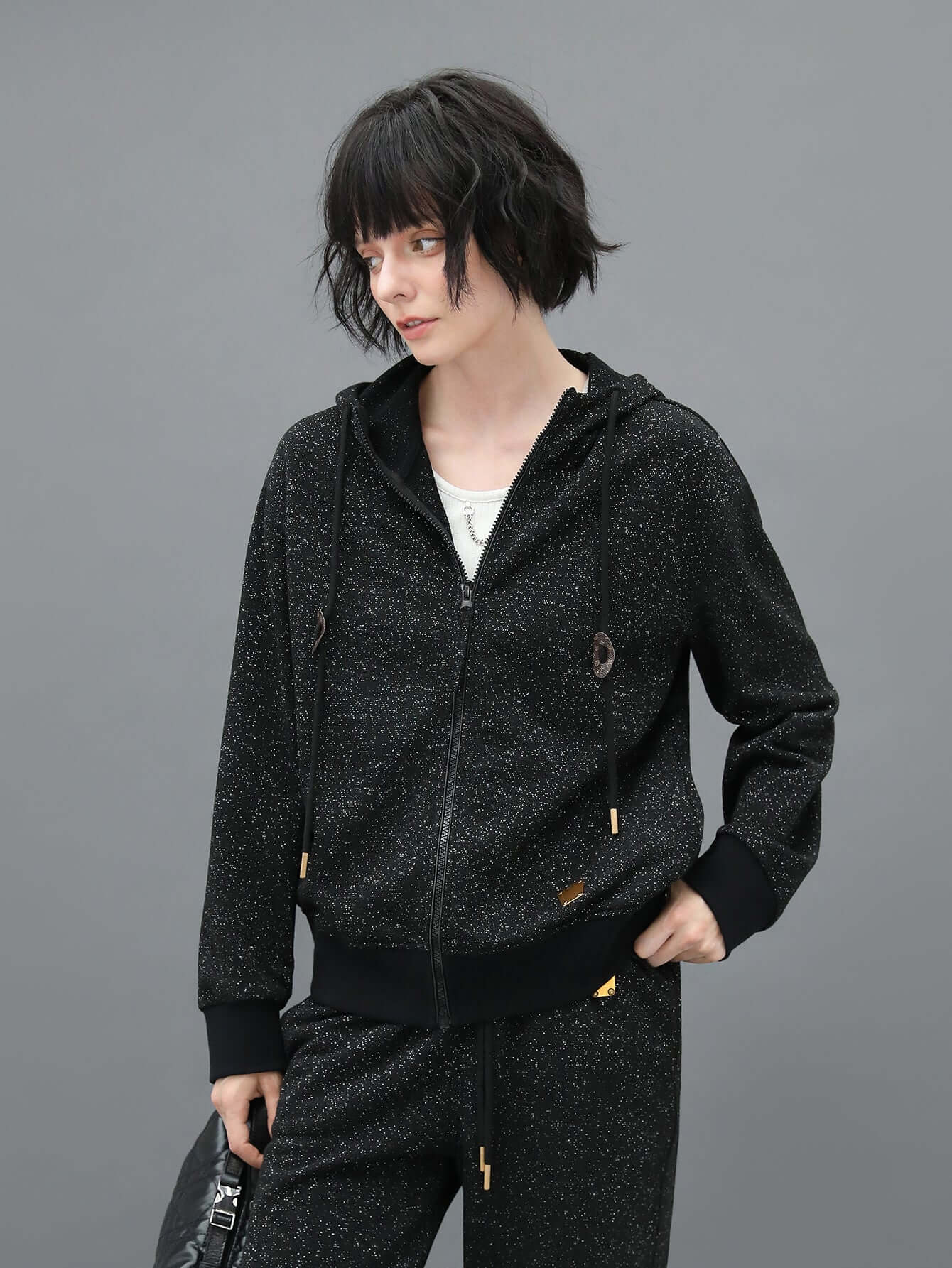 Zip-Through Black Hooded Jacket-2