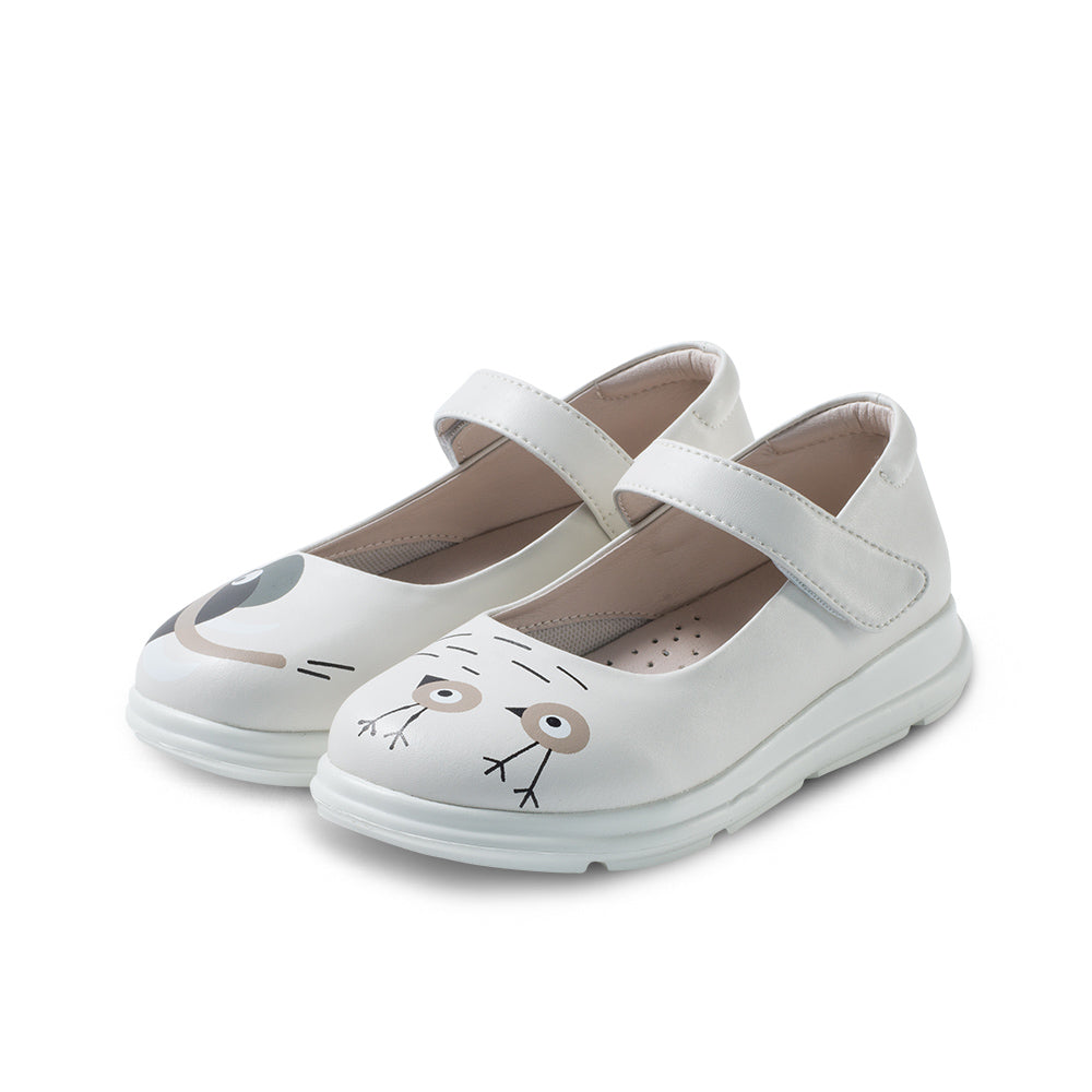 Zoo Animals Girls White Mary Jane Shoes-1
