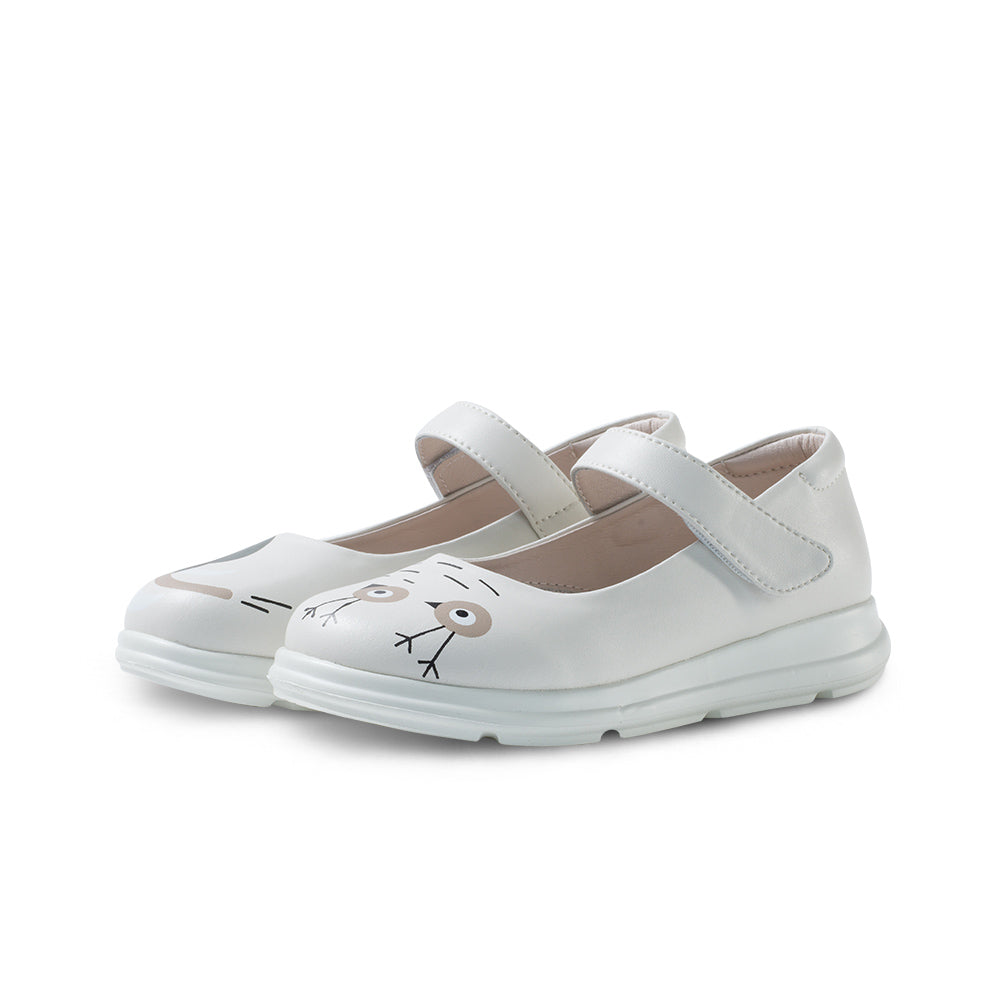 Zoo Animals Girls White Mary Jane Shoes-2