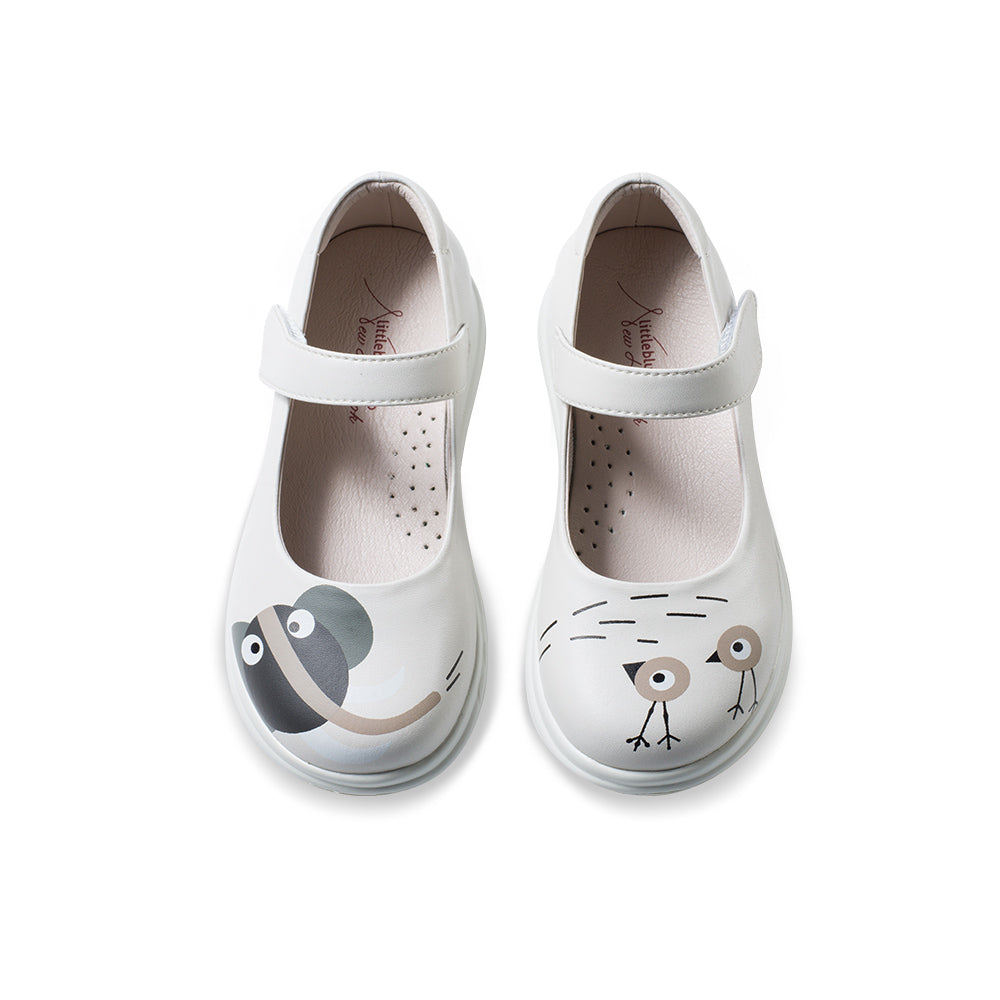 Zoo Animals Girls White Mary Jane Shoes-4